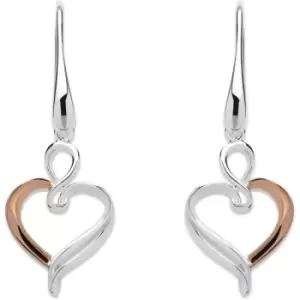 image of Ladies Unique & Co Sterling Silver 925 Drop Earrings with Rose Gold Plating