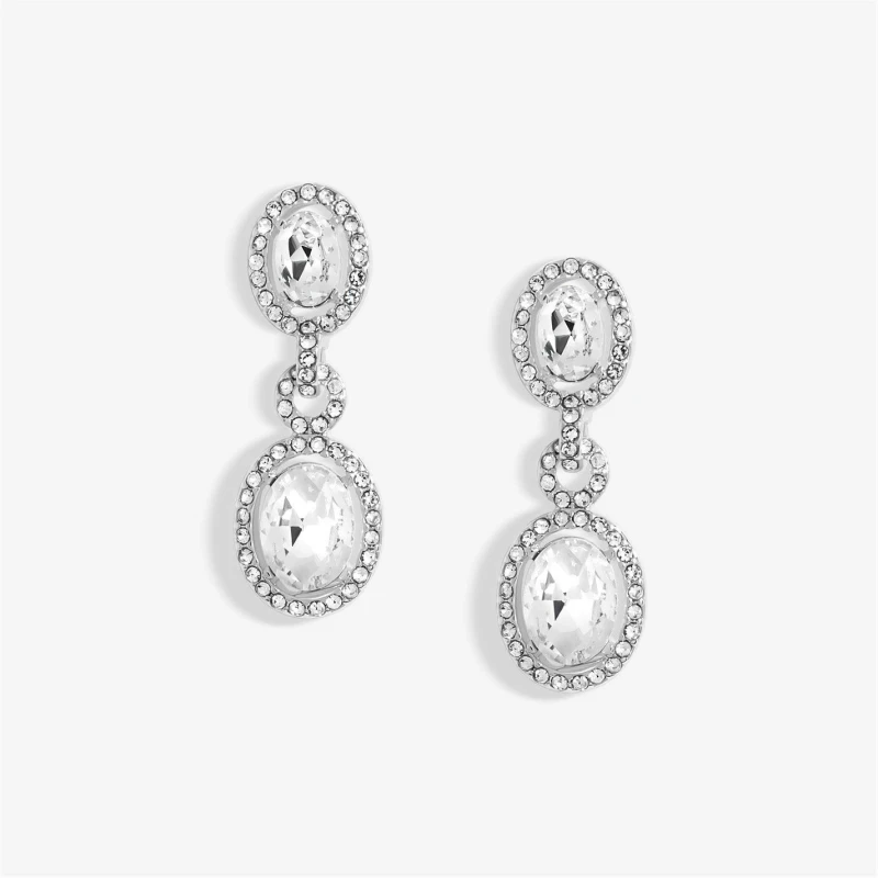 Image of Jon Richard Silver Plated Crystal Halo Earrings Silver