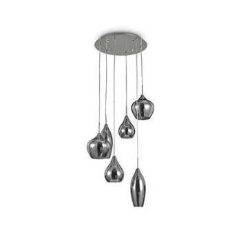 image of Soft 6 Light Spiral Cluster Ceiling Pendant Grey, E14