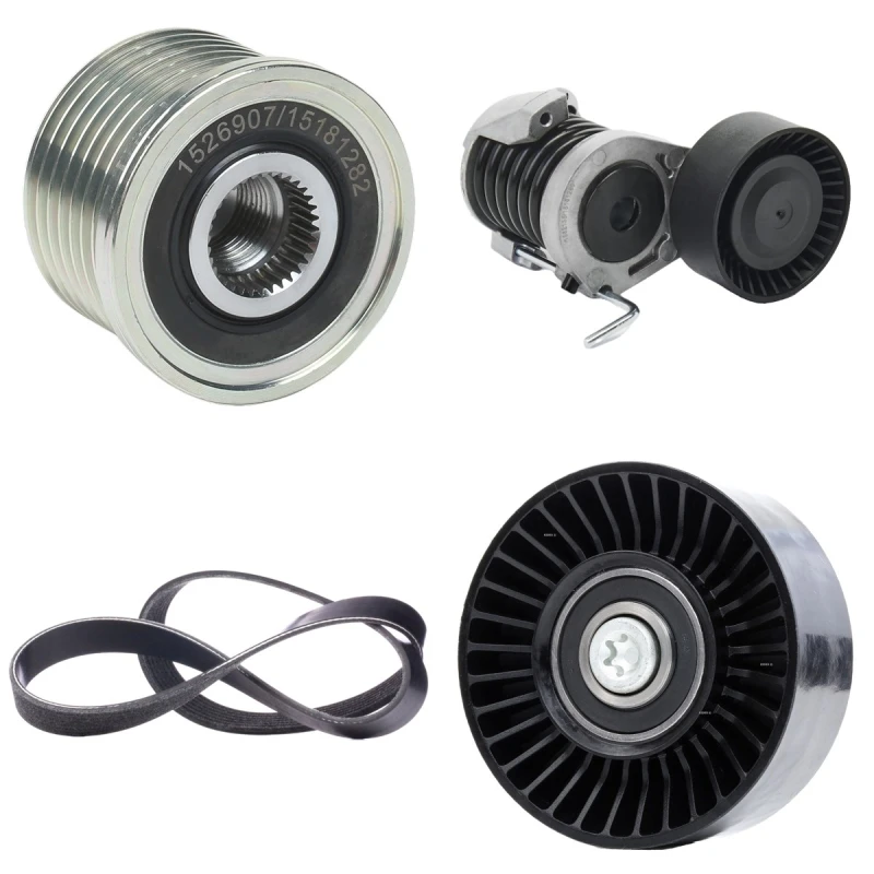 Image of RIDEX 542R0322 V-ribbed belt set Check alternator freewheel clutch & replace if necessary, Pulleys: with freewheel belt pulley V-Ribbed Belt Set (542