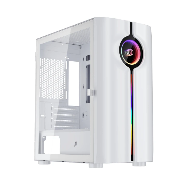 Image of 1st Player IS3-BK ARGB Tempered Glass Mid Tower Gaming Case - White IS3-WH