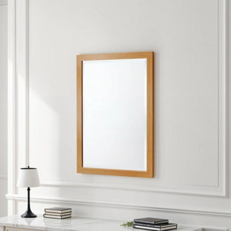 Image of Yearn Mirrors Yearn Mirrors Oak Effect Slim Framed Bevelled Mirror in Light Oak Light Oak One Size Unisex 0716053064035