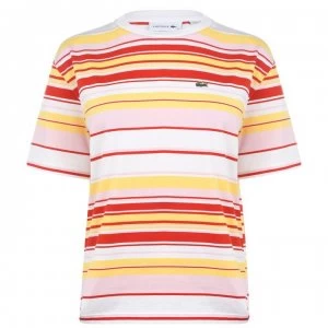 Image of Lacoste Multi Stripe T Shirt - Flour/Corrida