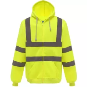 Yoko Mens Hi Visibility Full Zip Reflective Work Hoodie (L) (Yellow) - Yellow