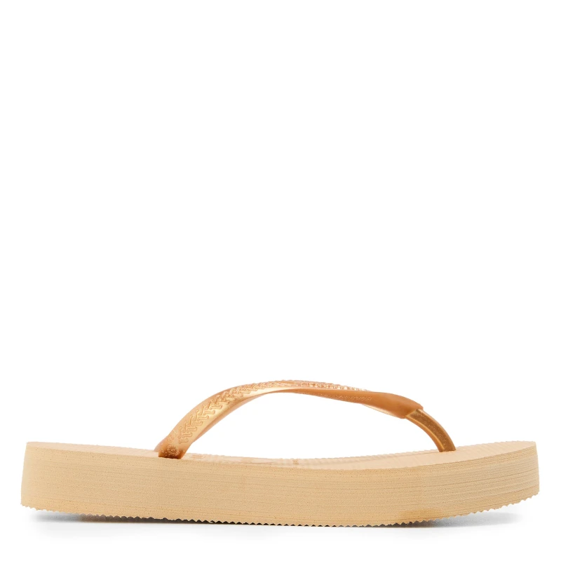 Image of Havaianas Kids Slim Flatform Golden Flip Flops Multi female 1/2