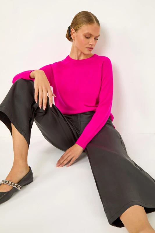 Image of Roman Coated Wide Leg Cropped Trouser Black