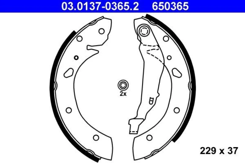 Image of ATE 03.0137-0365.2 Brake Shoes with lever Brake Shoe Set (70)