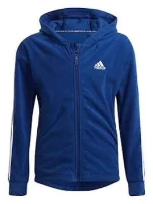 Image of Adidas Junior Girls Fi 3s Full Zip Hoody, Blue/White, Size 5-6 Years, Women