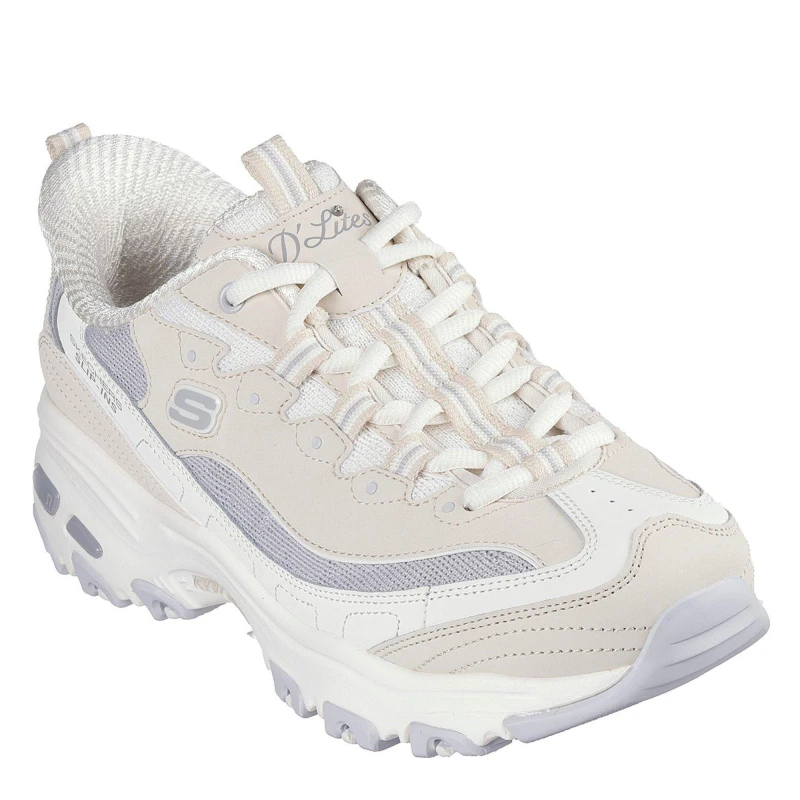 Image of Skechers D Lites-Smooth Nostalgia Low-Top Trainers Womens - Grey Grey 5