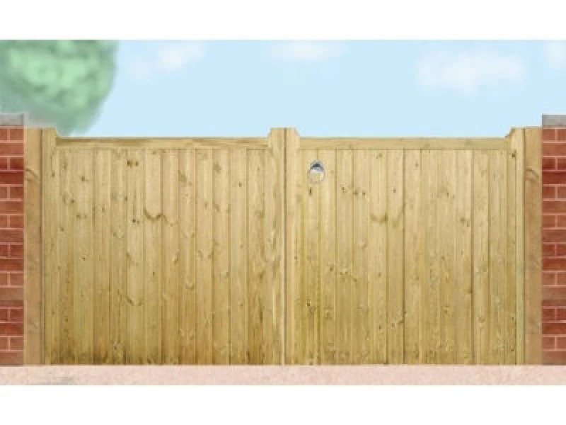 Image of Cannock Gates Drayton Square Top Low Double Driveway Gate - Pressure Treated Scandinavian Redwood - W3000 X H950 mm