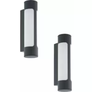 Image of 2 pack IP44 Outdoor Wall Light Anthracite Zinc Plated Steel 6W Built in led