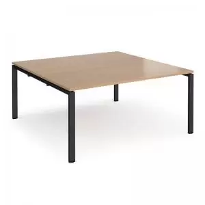 Image of Adapt square boardroom table 1600mm x 1600mm - Black frame and beech