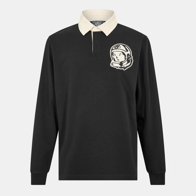Image of Billionaire Boys Club Mens Astro Ptch Long Sleeve Polo Shirt Black male Medium