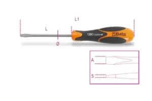 Image of Beta Tools 1290INOX 3X75 INOX Stainless Steel Slotted Screwdriver 3 x 75mm