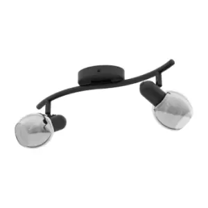 Image of Flush Ceiling Light Black Shade Black Transparent Glass Vaporized Bulb E14 2x28W