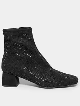 Image of Long Tall Sally Diamante Block Heel Black, Size 11, Women