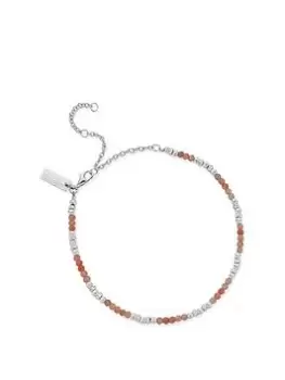 image of ChloBo Calming Sun Peach Moonstone Single Anklet 925 Sterling Silver, One Colour, Women