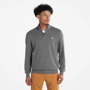 Image of Timberland Williams River Zip-neck Sweater For Men In Dark Grey Dark Grey, Size L