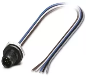 image of Phoenix Contact 1436411 Sensor Cord, 5P, M12 Plug-Free End, 0.5M