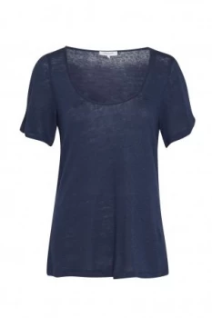 Image of Great Plains Lucy Linen Mix Jersey Tee Blue