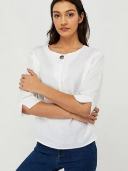 Monsoon Scarlet Linen T-Shirt - White Size M Women