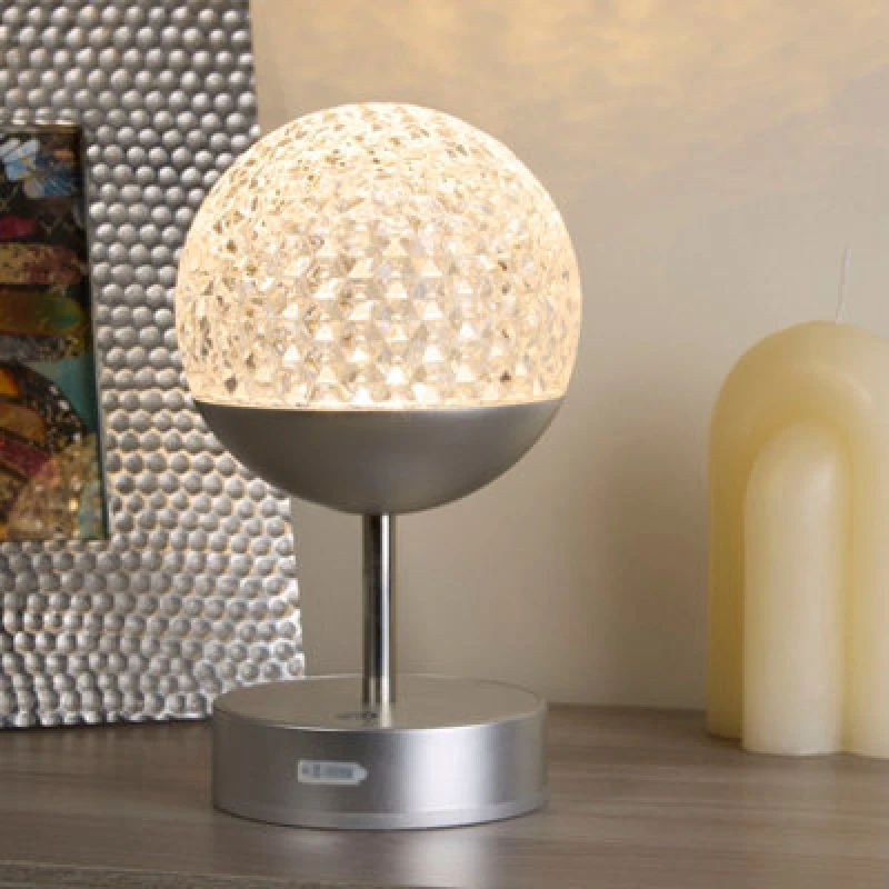 Image of SO'HOME Rechargeable Silver Crystal Table Lamp chrome ONE SIZE