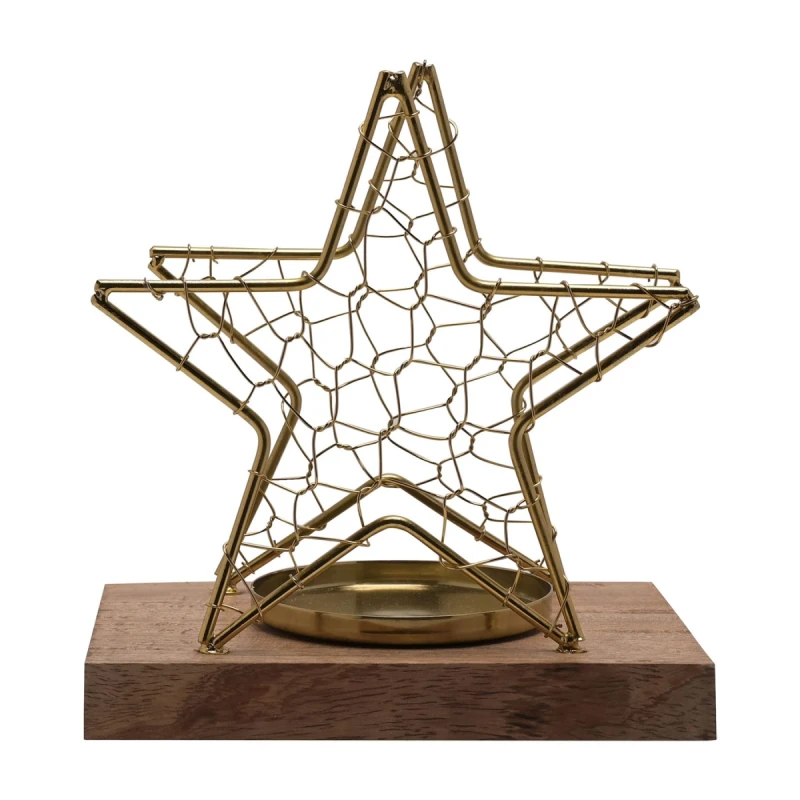 Image of Widdop Celestial Gold Star Wire Candle Holder Medium