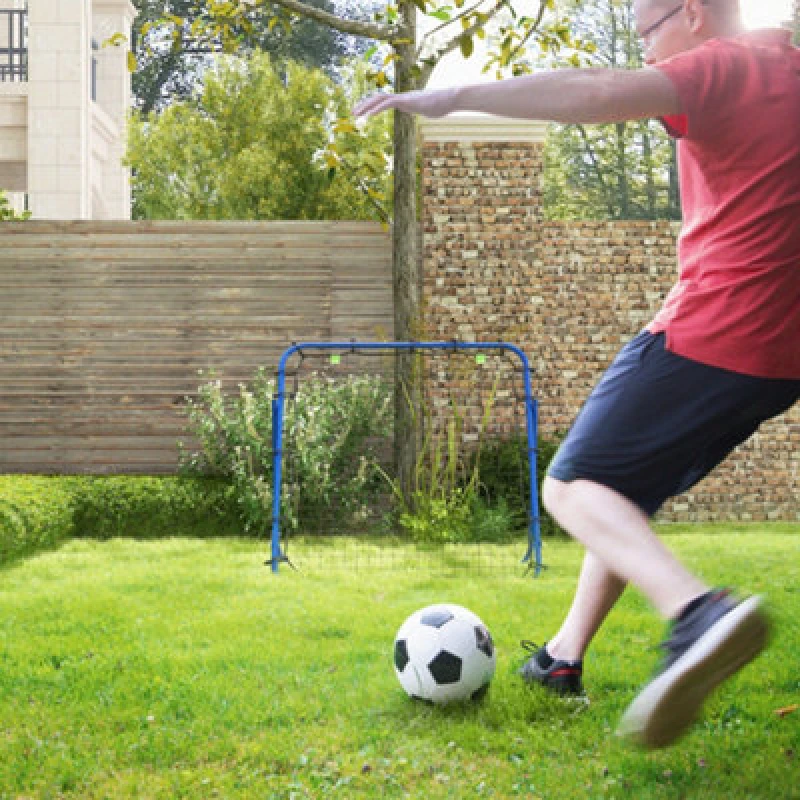 Image of HOMCOM Rebounder Net Kids Adults Football Training Aid Adjustable Red - Blue TJ Hughes 5056725560669