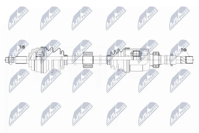 Image of NTY NPW-RE-144 Drive shaft Front Axle Right, with bearing(s) Drive Shaft (13)
