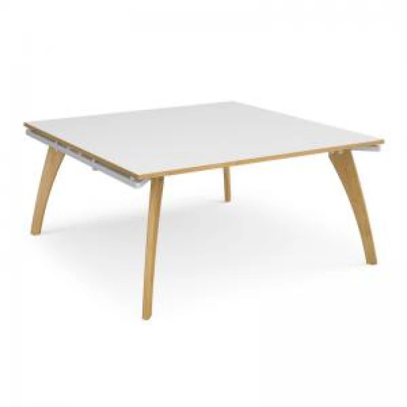 Image of Fuze Square Modular Office Boardroom Table Wooden Frame - White/Oak