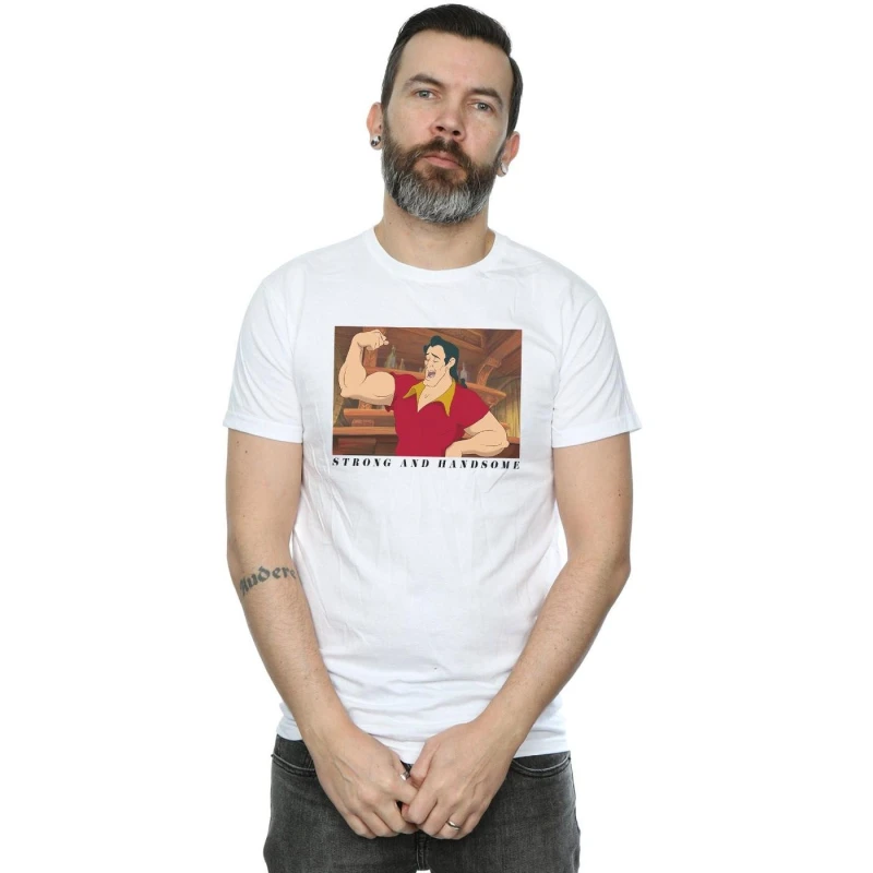 Image of Disney Men Beauty And The Beast Handsome Brute T-Shirt in White Size: Small White S Male 5059114018987