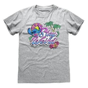 image of Lilo & Stitch - Stay Weird Unisex Small T-Shirt - Grey