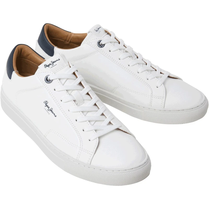 Image of Pepe Jeans Joe Basic Low Top Trainers White Polyester 44 (9.5)