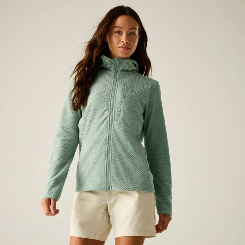 Image of Dare 2b Womens Switch Up Full Zip Hooded Pro Fleece in Pale Green Size: 10 Pale Green Female 10