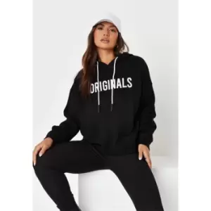 image of Missguided Embroidered Hoodie - Black