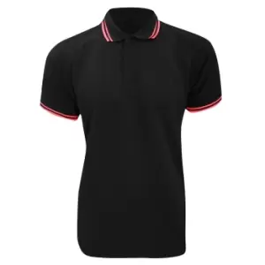 Image of Kustom Kit Mens Tipped PiquA Short Sleeve Polo Shirt (2XL) (Black/Red)