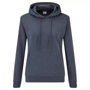 Image of Fruit Of The Loom Ladies Lady Fit Hooded Sweatshirt / Hoodie (S) (Heather Navy)