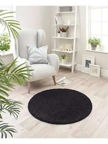 Image of Buddy Washable Shaggy Circle Rug Nude Pink QNNF6 Unisex