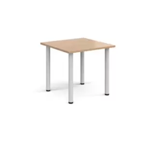Image of Rectangular white radial leg meeting table 800mm x 800mm - beech