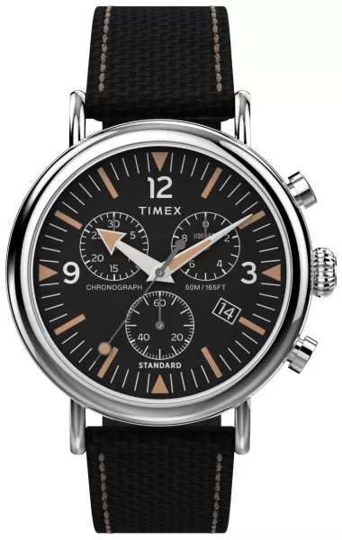 image of Timex TW2V43700 Waterbury Chrono (41mm) Black Dial / Black Watch