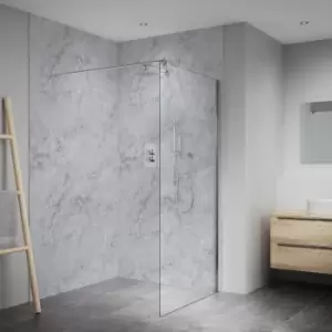 image of Splashwall Elite Matt Smoked Grey Marble Effect Post-Formed 2 Sided Shower Wall Panel Kit (L)2420mm (W)1200mm (T)11mm