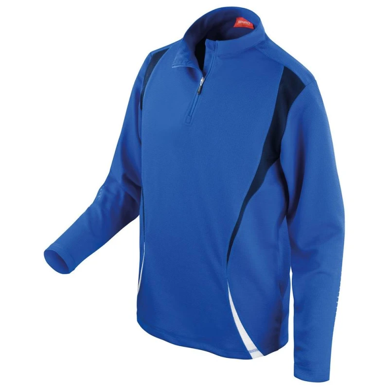 Image of Spiro Mens Trial Zip Neck Training Top in Royal Size: XS Royal Male XS