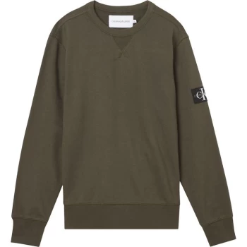 Image of Calvin Klein Jeans Sleeve Badge Crew Sweatshirt - Olive LBL