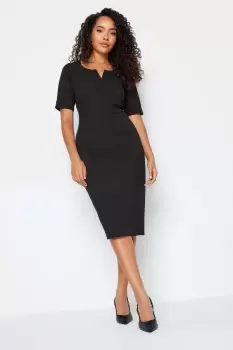 Image of Petite Scuba Notch Neck Midi Dress