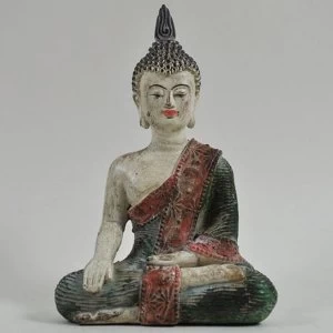 Image of Small Sitting Buddha in Green Wash