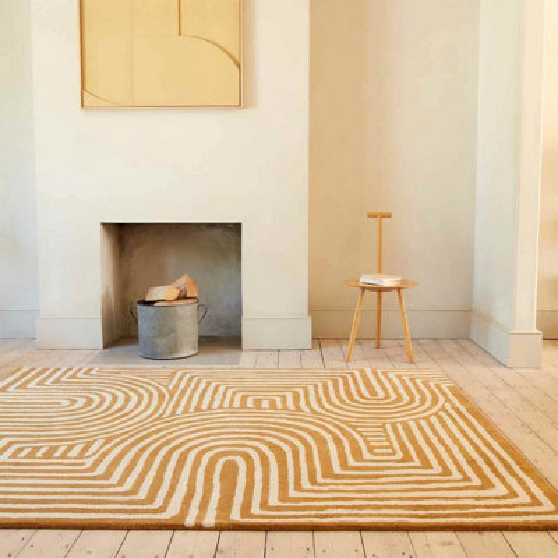 Image of Handmade Modern Abstract Wool Easy To Clean Rug For Bedroom Living Room & Dining Room-120Cm X 170Cm