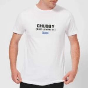 Image of Plain Lazy Chubby and Loving It Mens T-Shirt - White - L