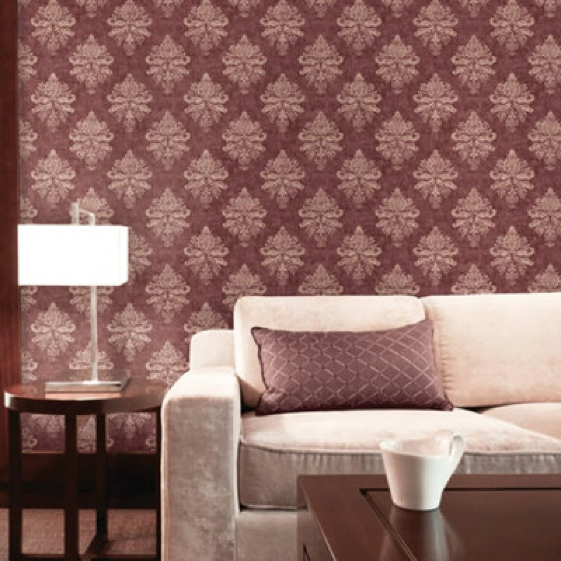 Image of Galerie Nordic Elements Red Damask Medallion Wallpaper Roll