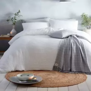 Image of Loft Westport Waffle Weave Textured Duvet Cover Set, White, Single - Appletree