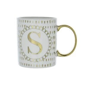 Image of Mug Initial S Patterned Gold
